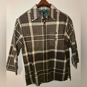 L.L. Bean Plaid Shirt - Brown and Cream
